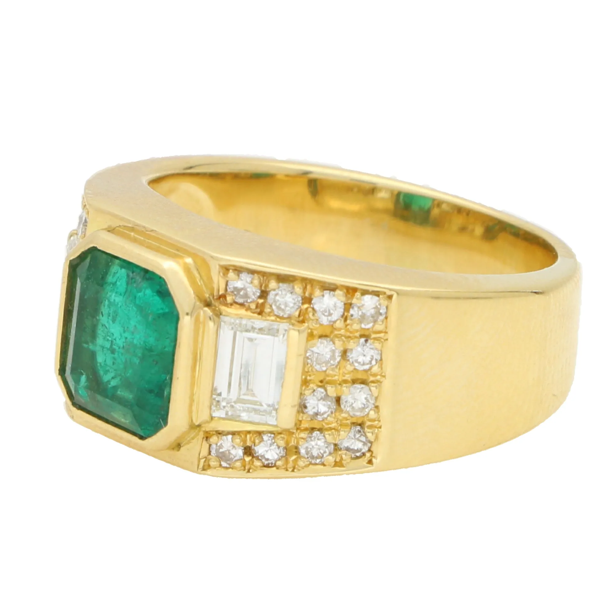 Vintage Emerald and Diamond Chunky Ring