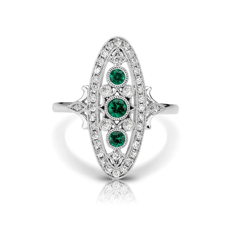 Vintage Inspired 0.20 ct. Natural Emerald Ring With Diamonds