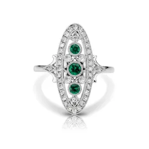 Vintage Inspired 0.20 ct. Natural Emerald Ring With Diamonds