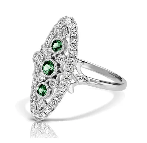 Vintage Inspired 0.20 ct. Natural Emerald Ring With Diamonds