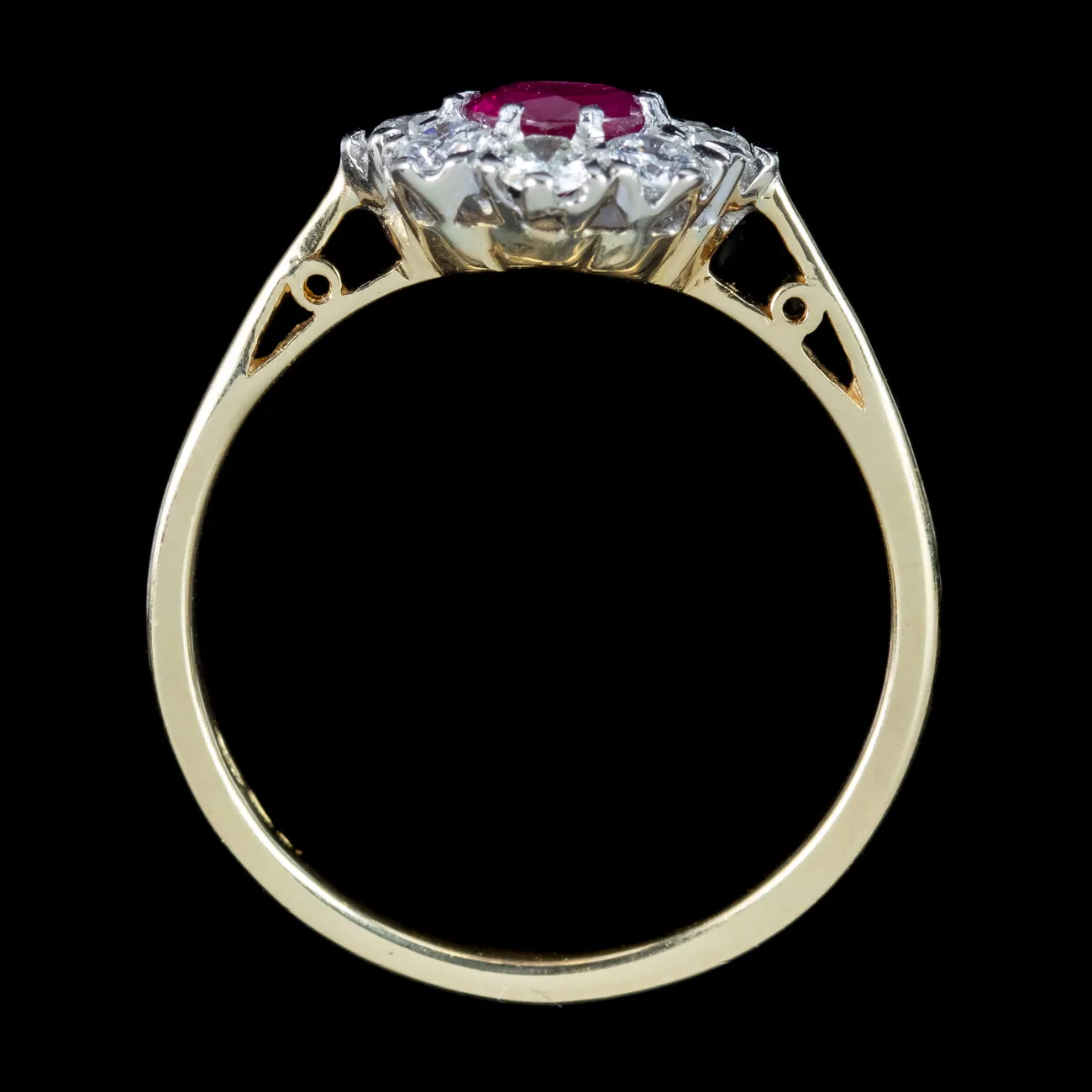 Vintage Ruby Diamond Cluster Ring 0.65ct Ruby