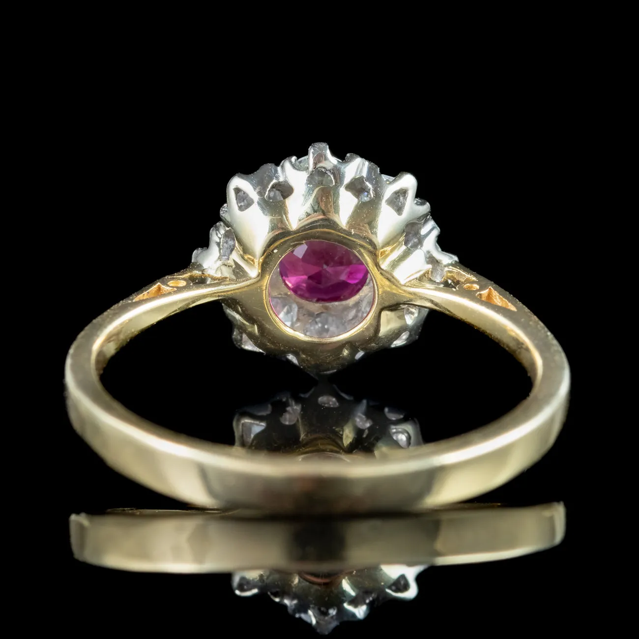 Vintage Ruby Diamond Cluster Ring 0.65ct Ruby