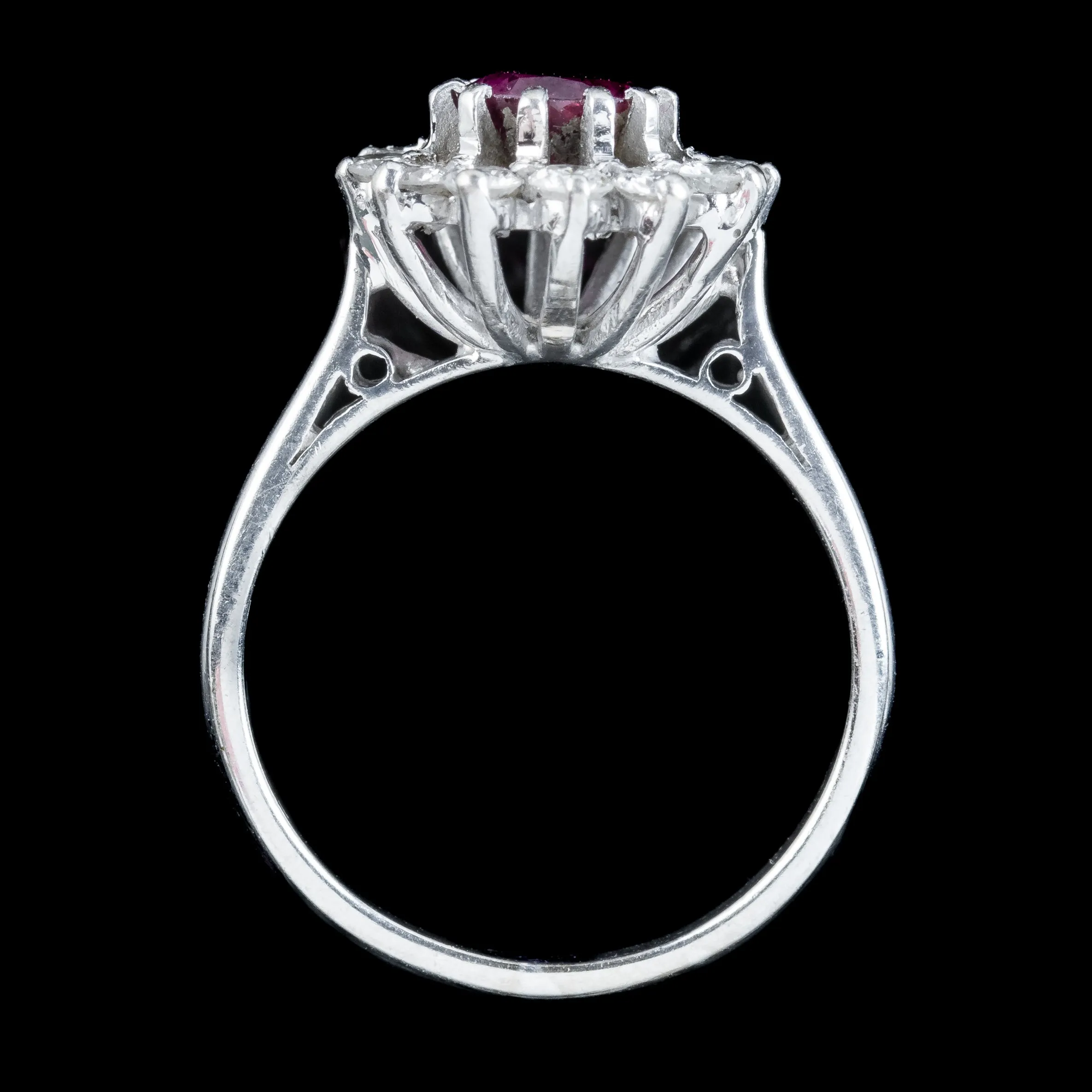 Vintage Ruby Diamond Daisy Cluster Ring 1ct Ruby Dated 1976
