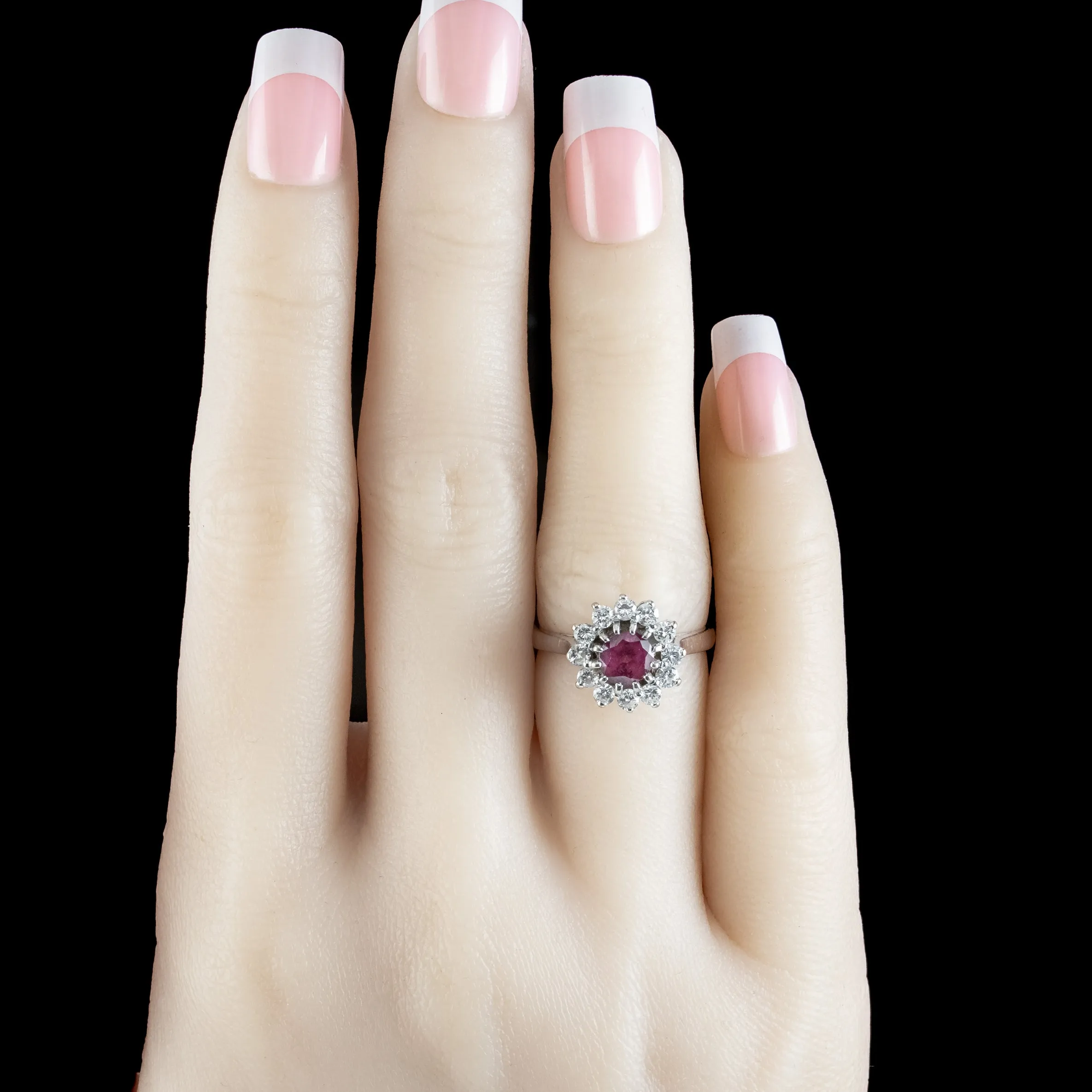 Vintage Ruby Diamond Daisy Cluster Ring 1ct Ruby Dated 1976