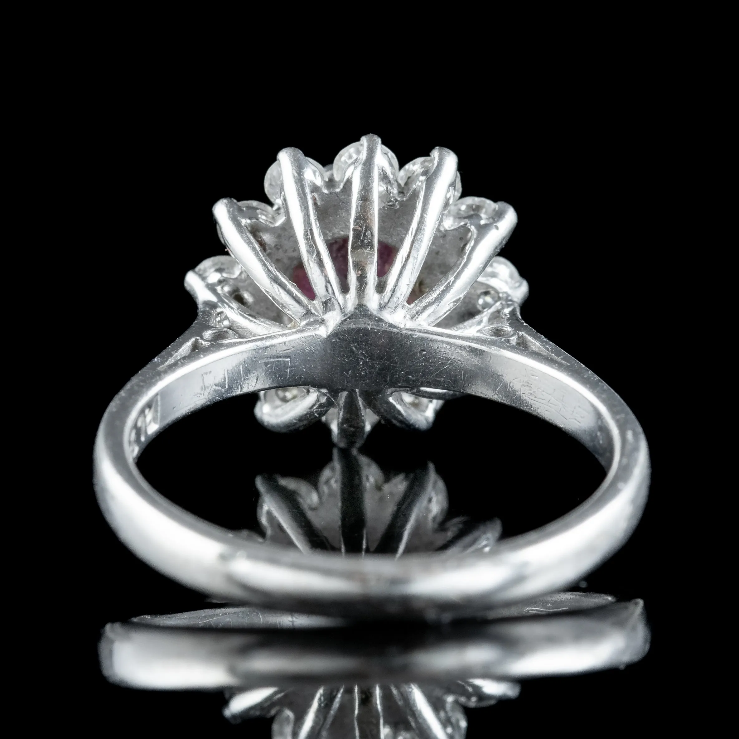 Vintage Ruby Diamond Daisy Cluster Ring 1ct Ruby Dated 1976