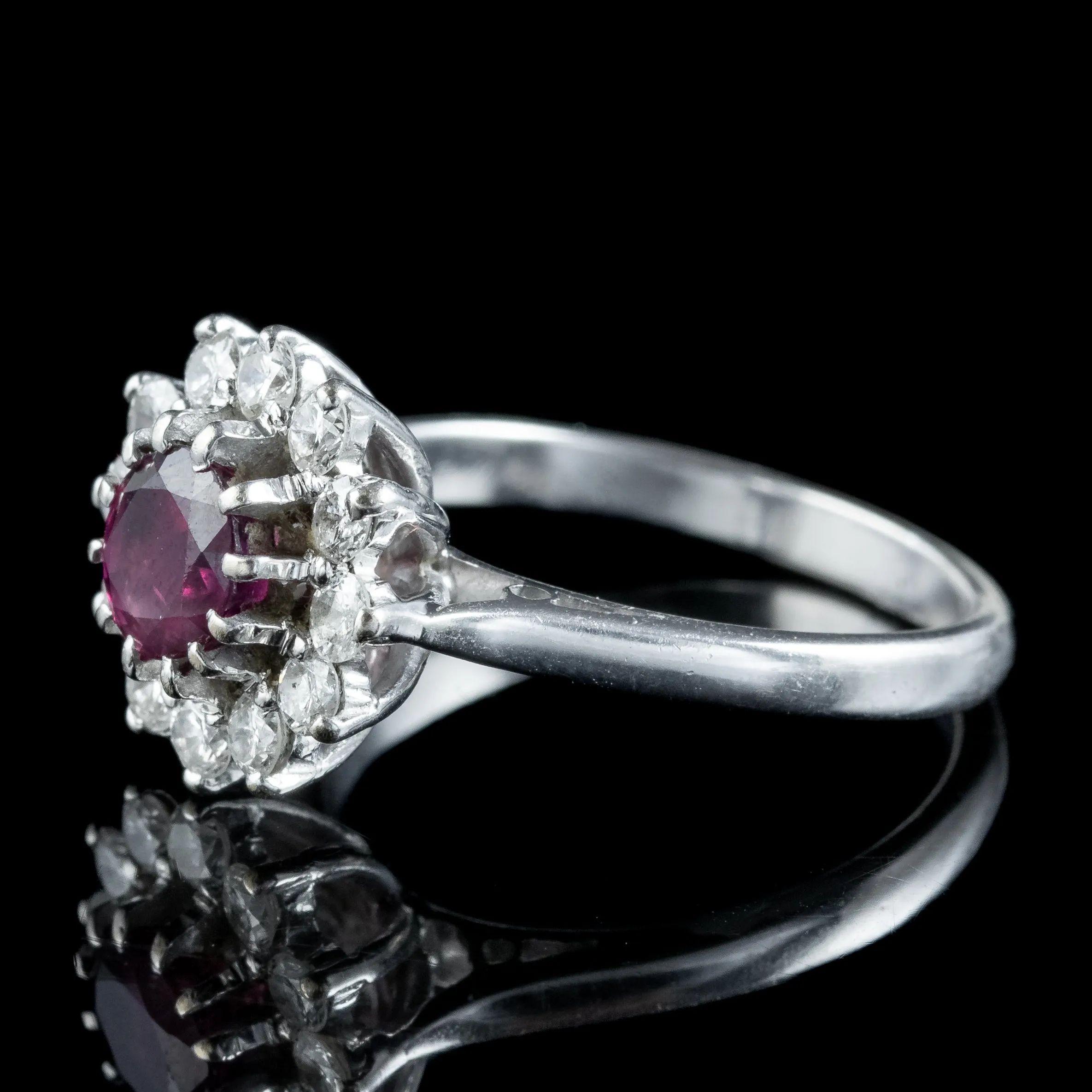 Vintage Ruby Diamond Daisy Cluster Ring 1ct Ruby Dated 1976