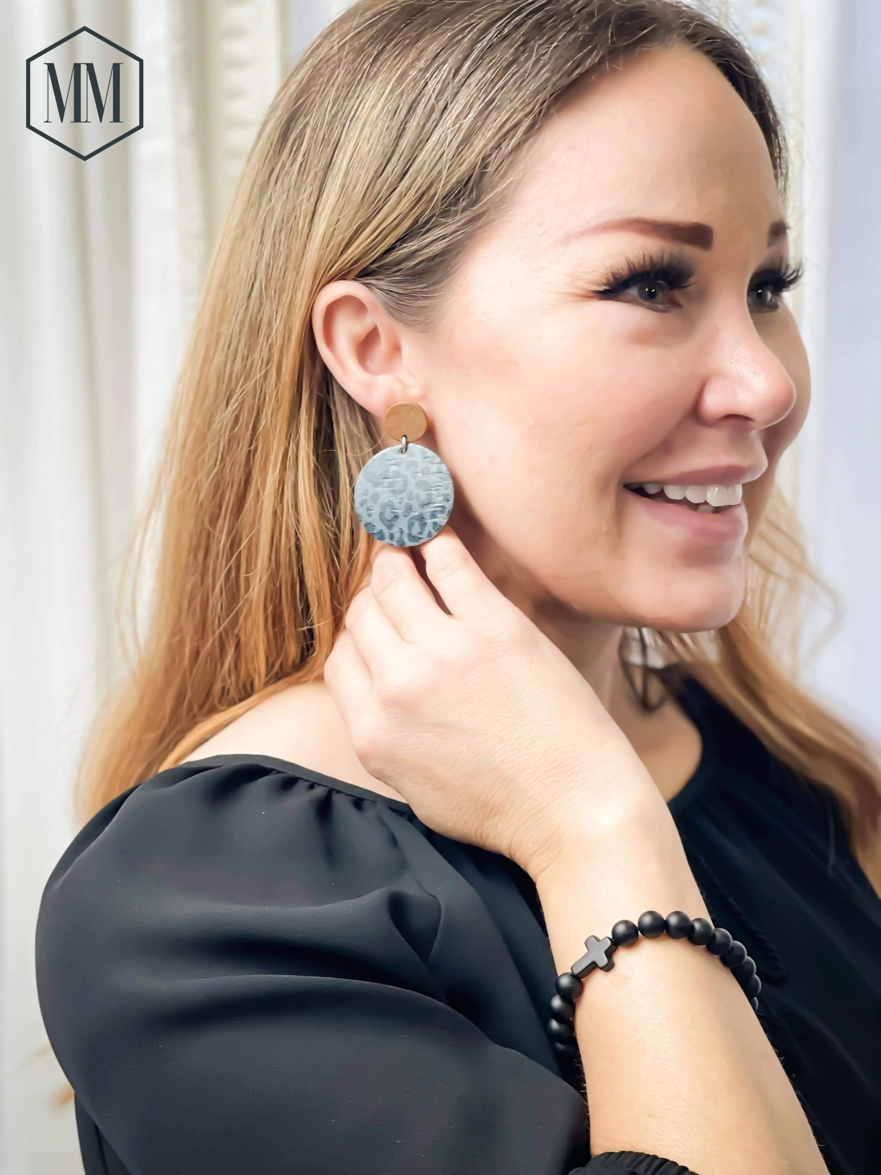Watercolor Splash - Cork Leather Round Earring