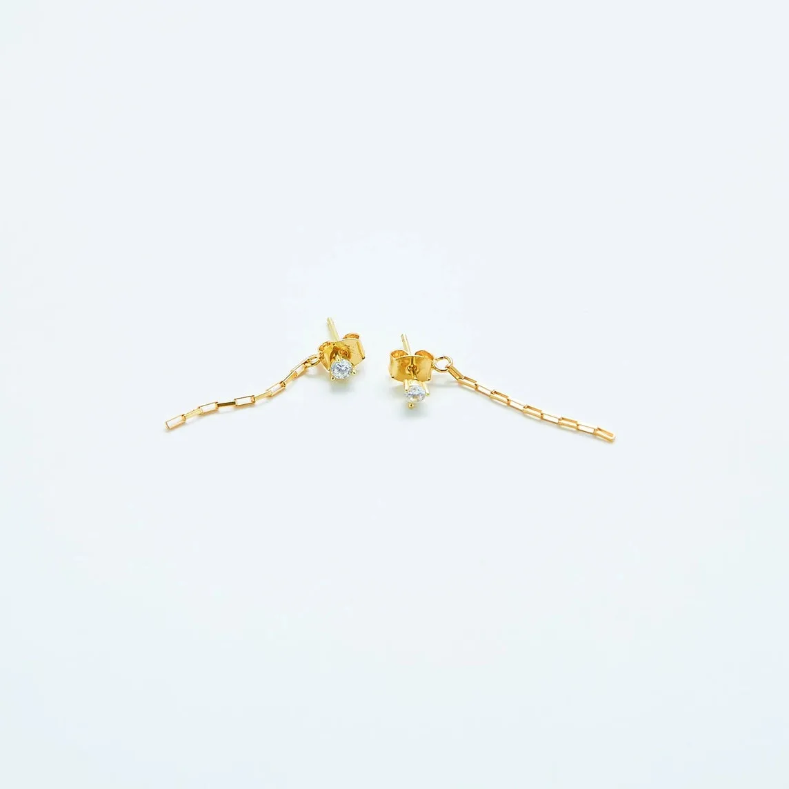 White Cz Chain Jacket Earrings