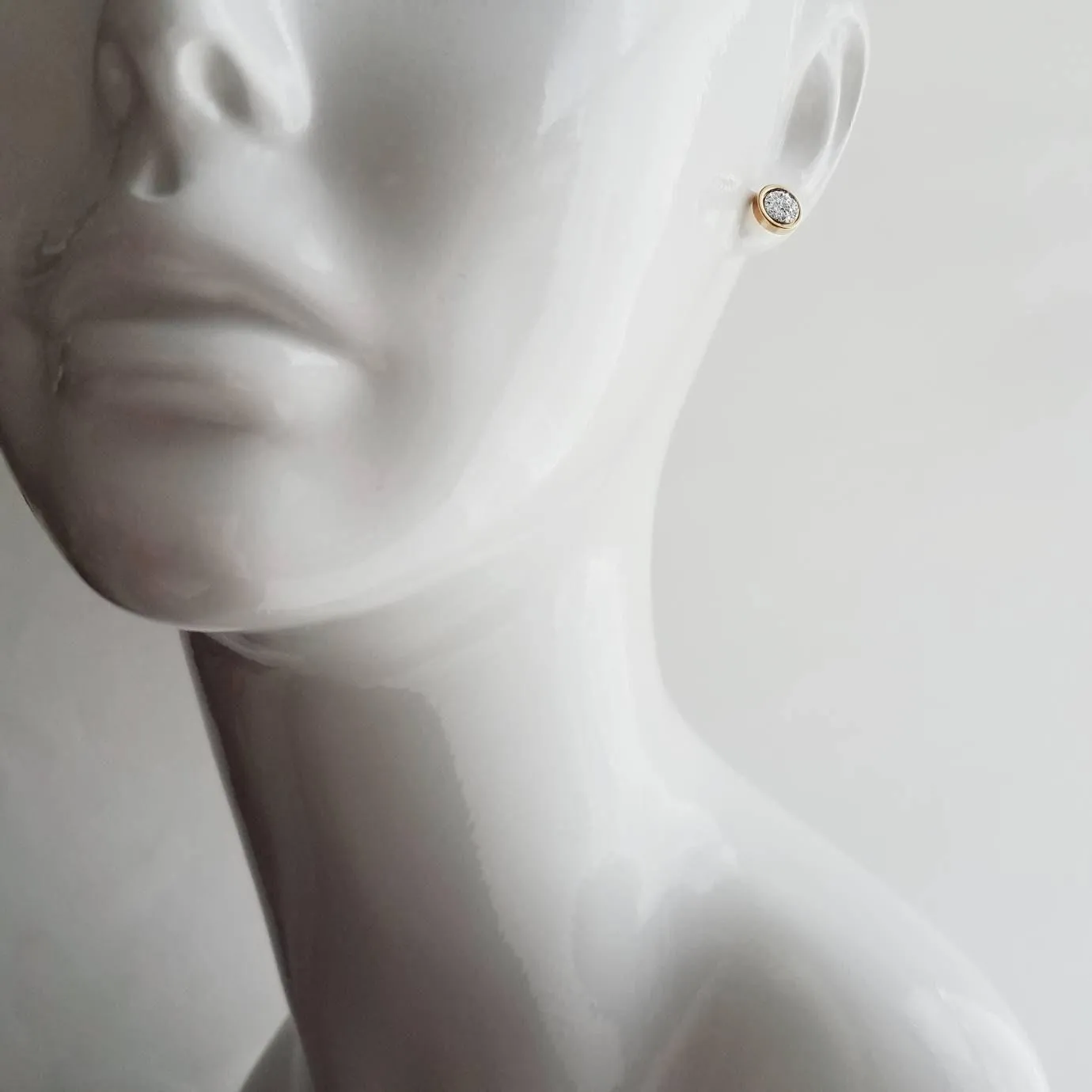 White Gold Stud Earrings, milky white stud earrings, milky white earrings, white stud earring, iridescent white, opal white, sparkle glitter