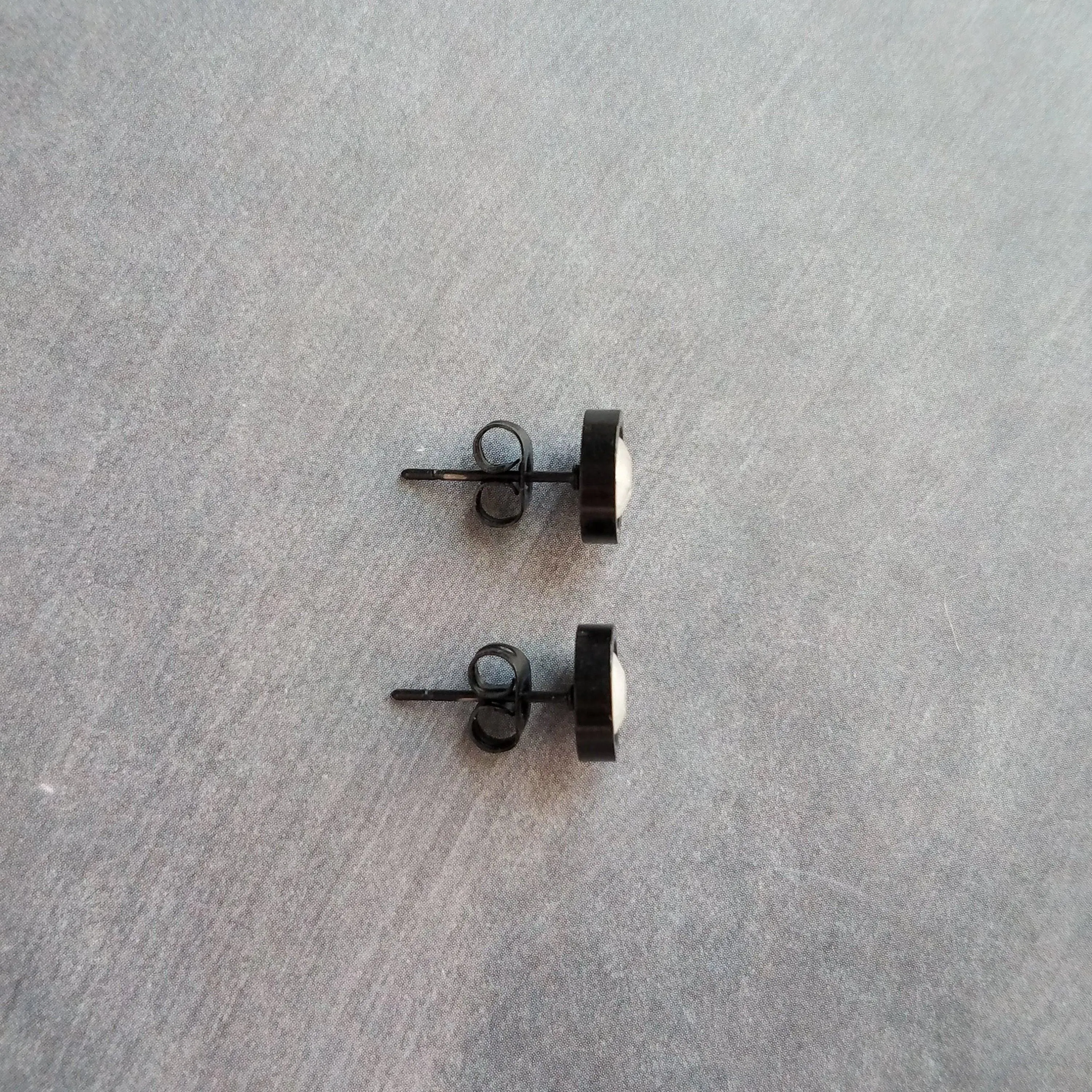 White Gold Stud Earrings, milky white stud earrings, milky white earrings, white stud earring, iridescent white, opal white, sparkle glitter