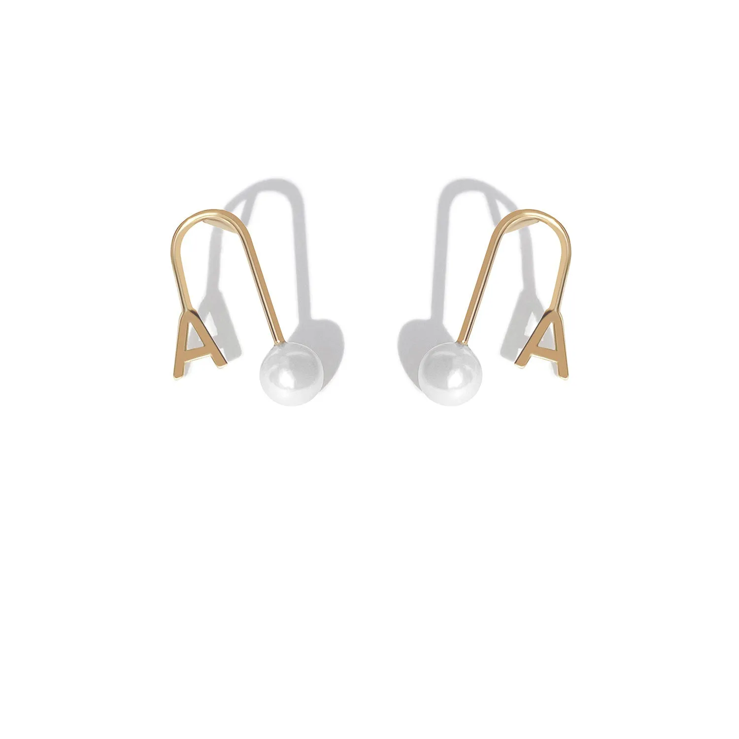 White Pearl Single Initial Stud Earring
