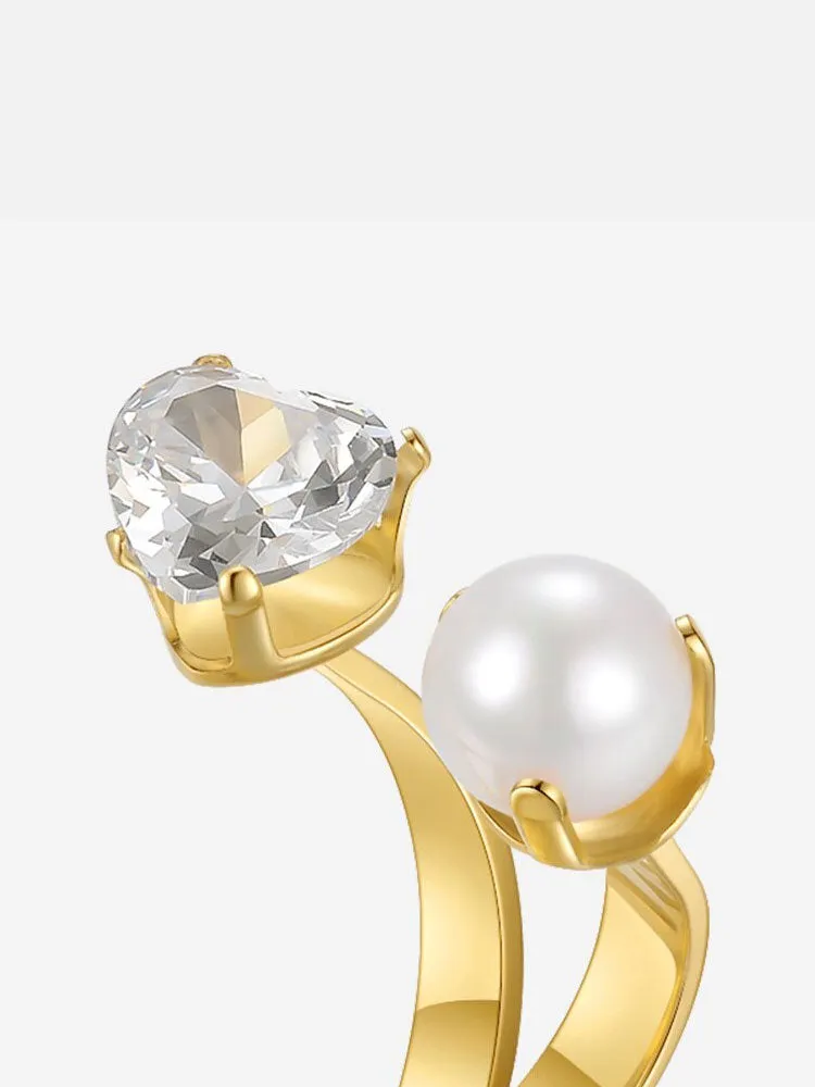 WHO'S SMILING NOW CRYSTAL PEARL RING