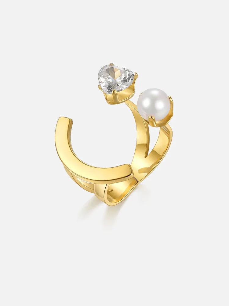 WHO'S SMILING NOW CRYSTAL PEARL RING