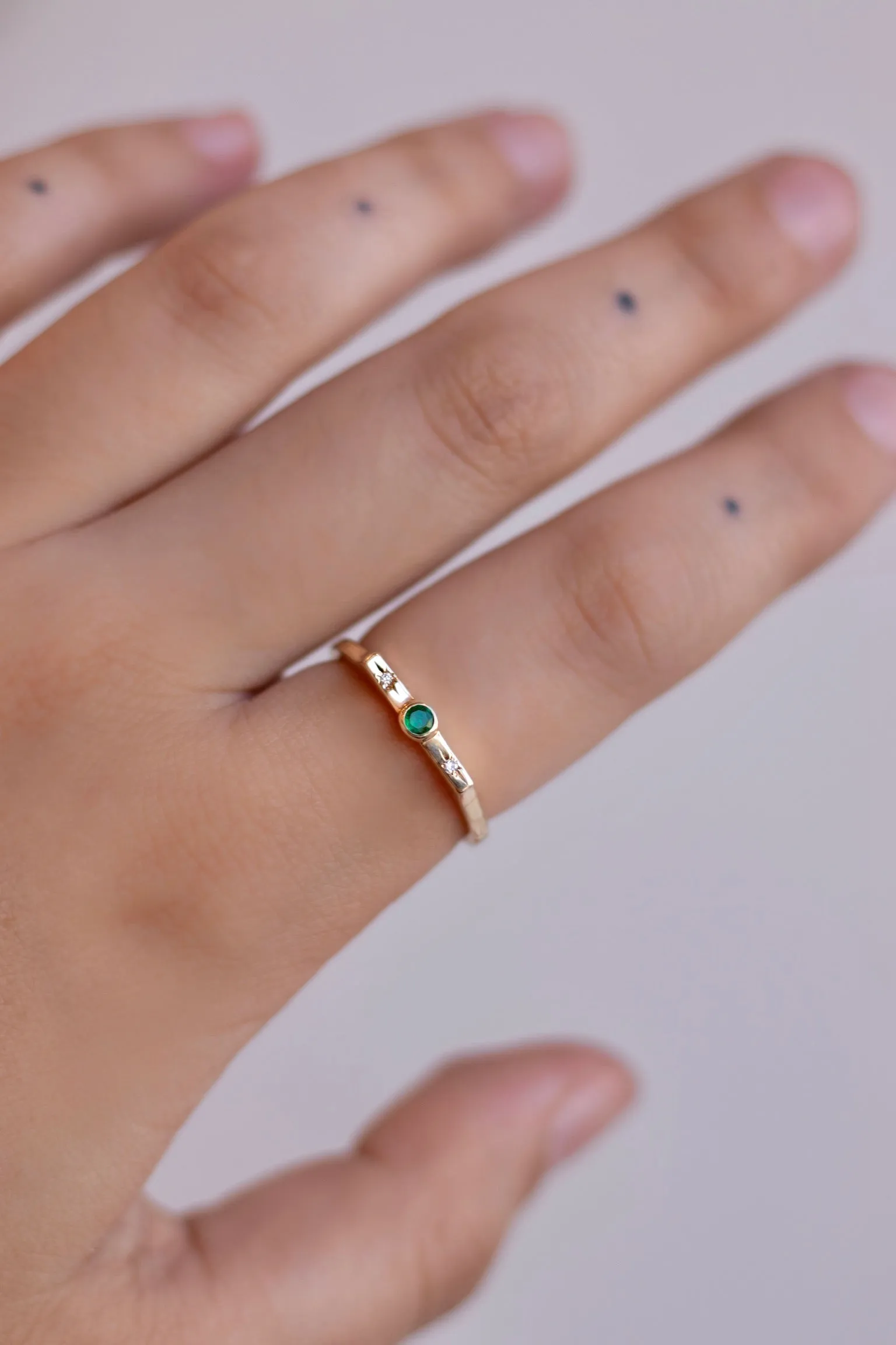 Wish Stack Ring In Emerald