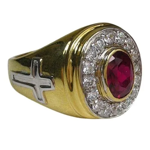 Yellow Gold Red Ruby Bishop Ring