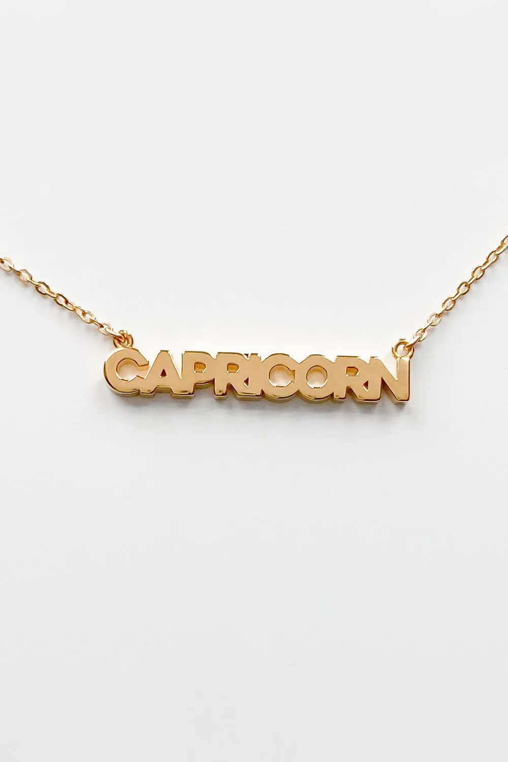 Zodiac Block Font Script Necklace - Capricorn